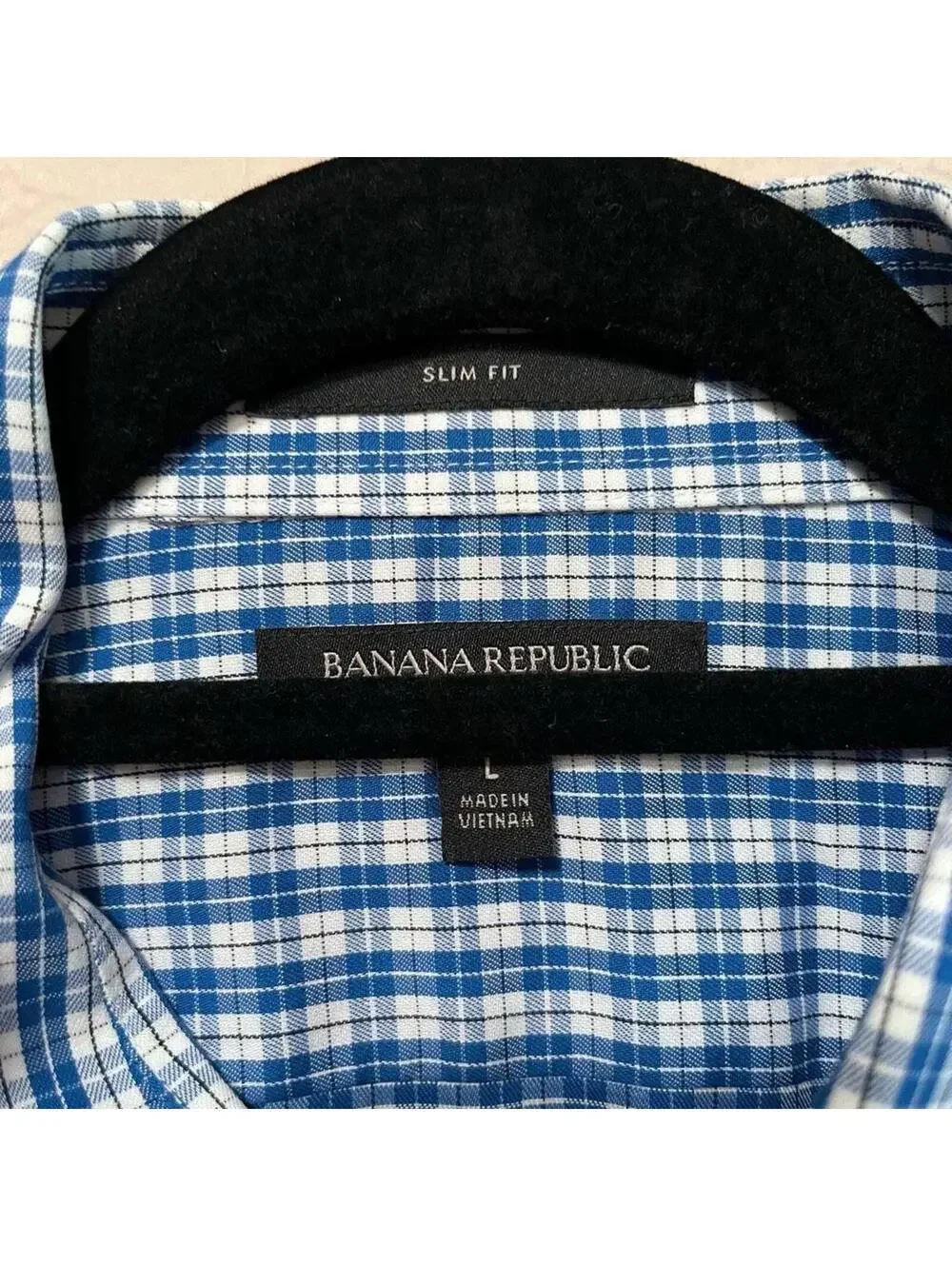 Banana Republic Slim Fit Blue Checkered Dress Shirt